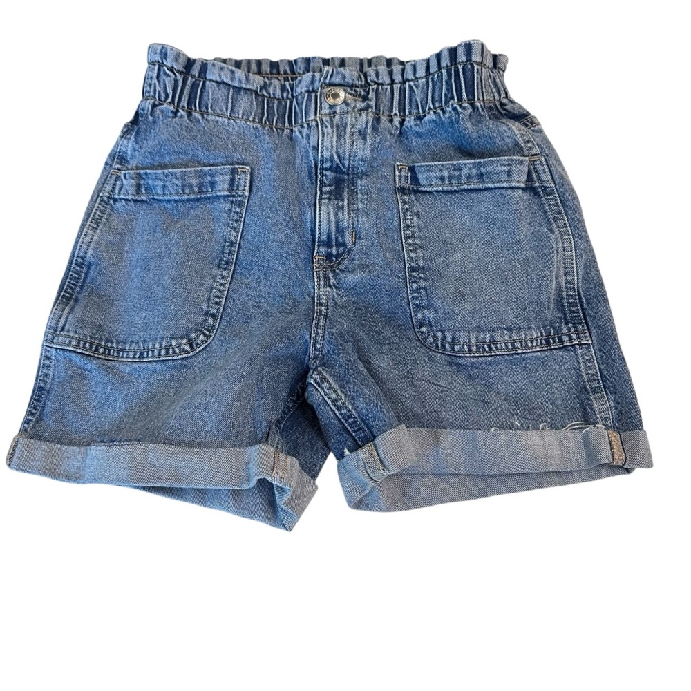 Girls Gap Denim High Rise cut off rolled up hem Shorts size 12‎